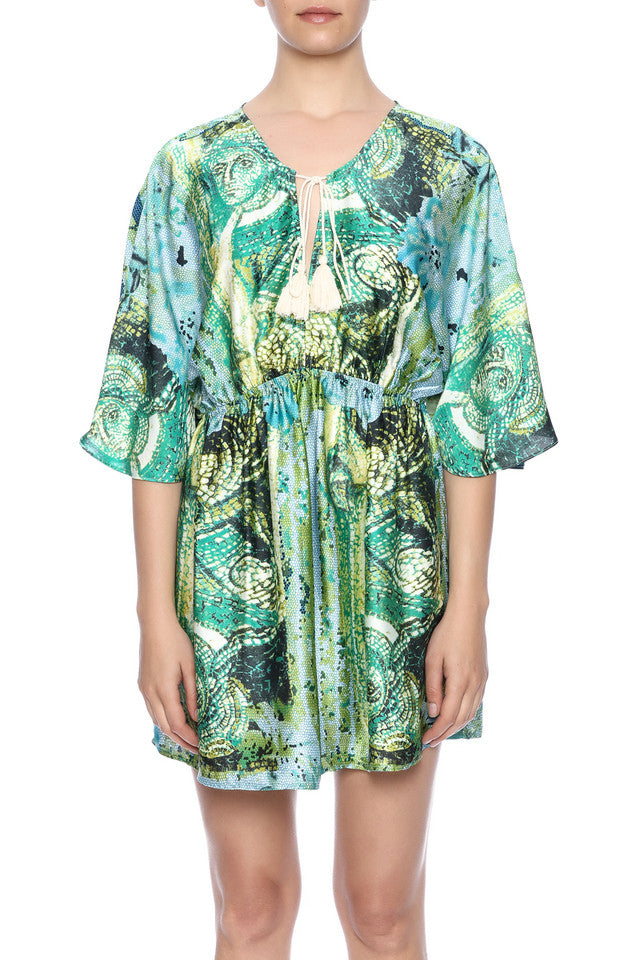 Green Watercolor Mini Dress