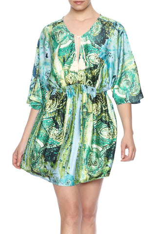 Green Watercolor Mini Dress